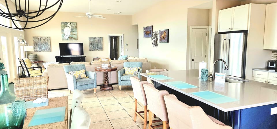 Open concept living and dining
