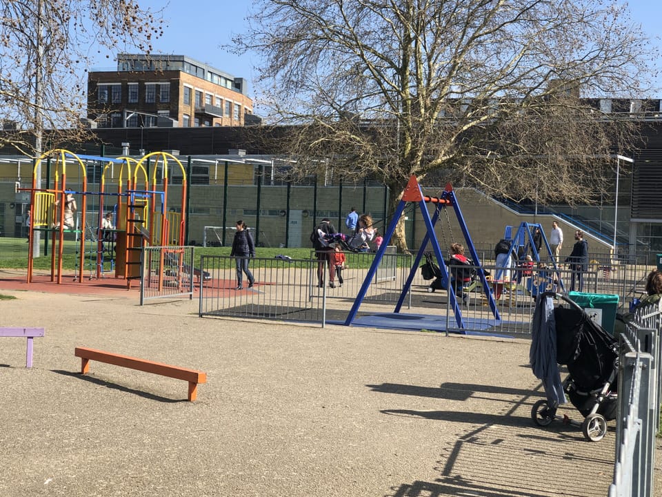 Children's playground in park across the street