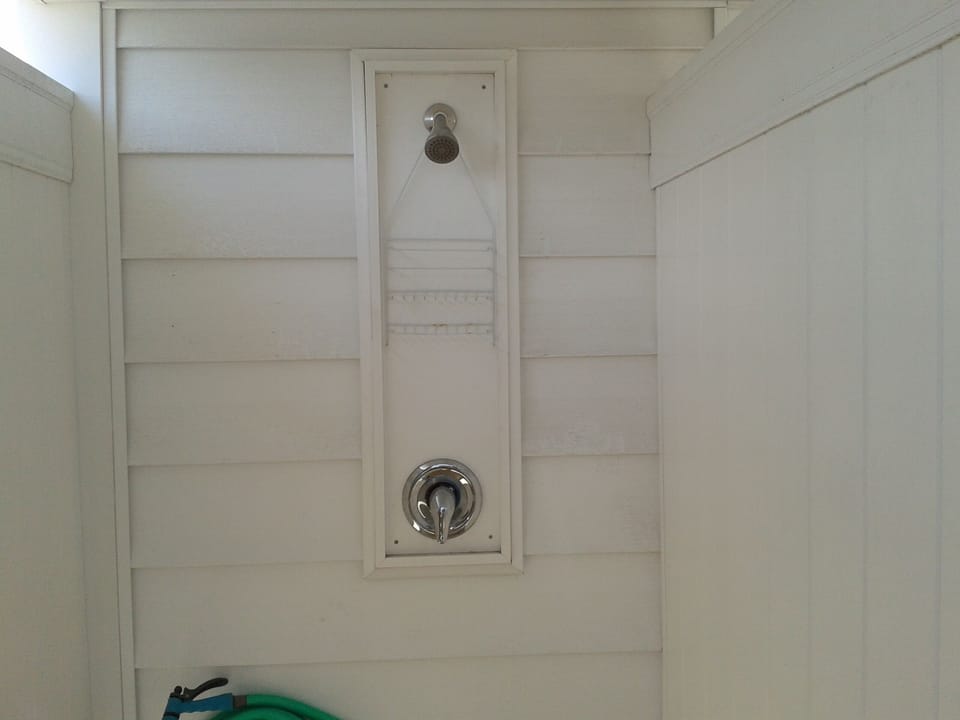 Outside shower for after beach clean-up