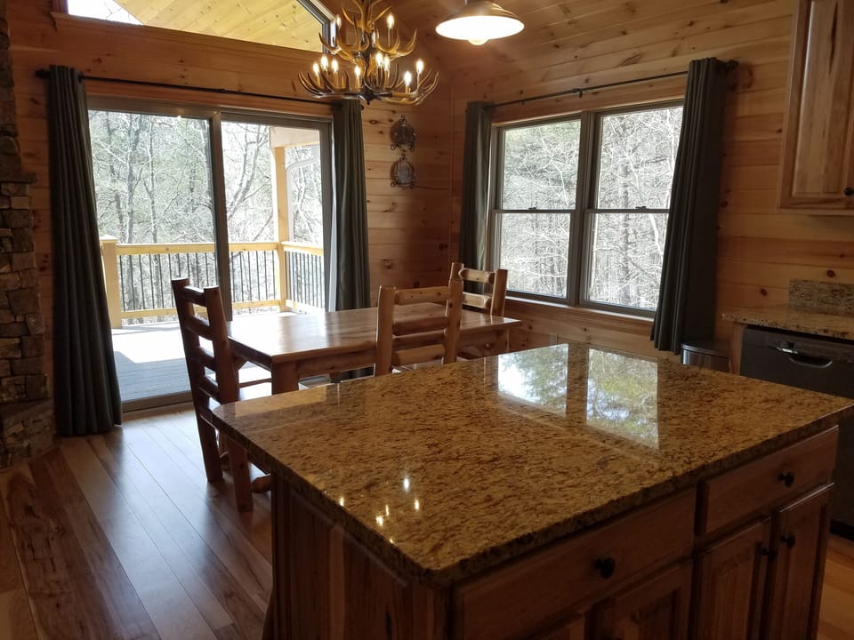 The indoor dining area.