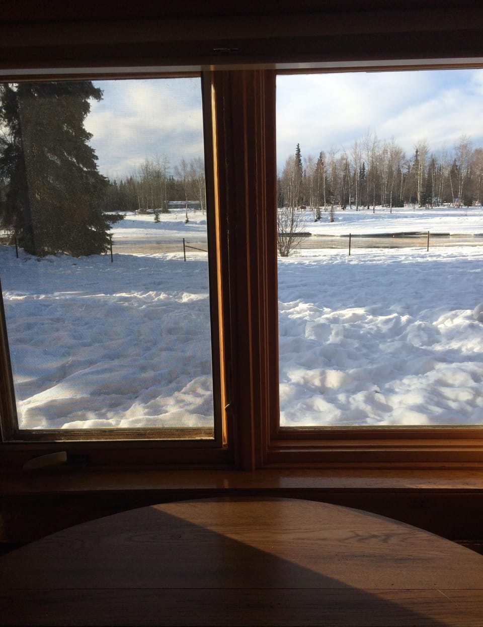 View from the kitchen in winter. 