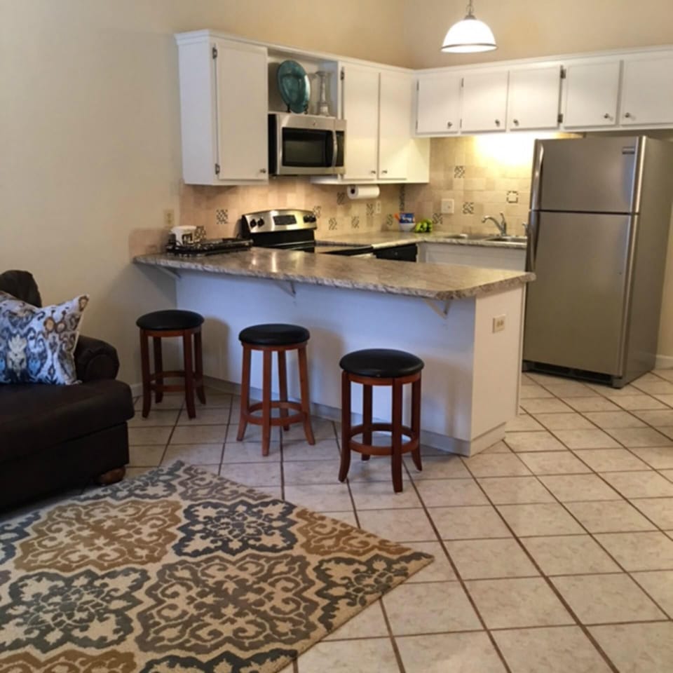 Living area and kitchen
