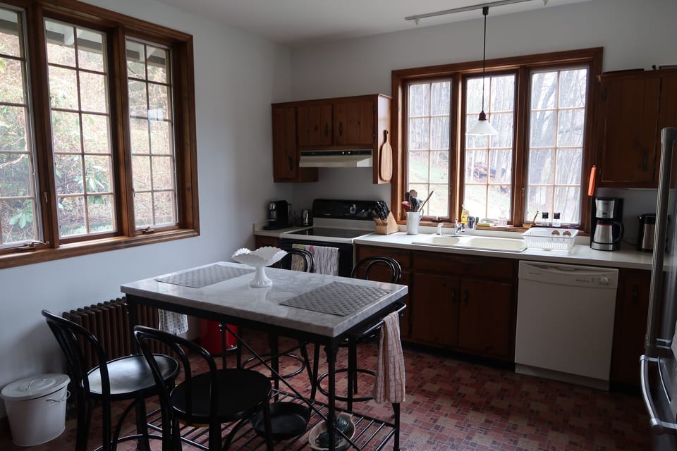 Fully stocked kitchen with induction range.  And lots of good, sharp knives.  