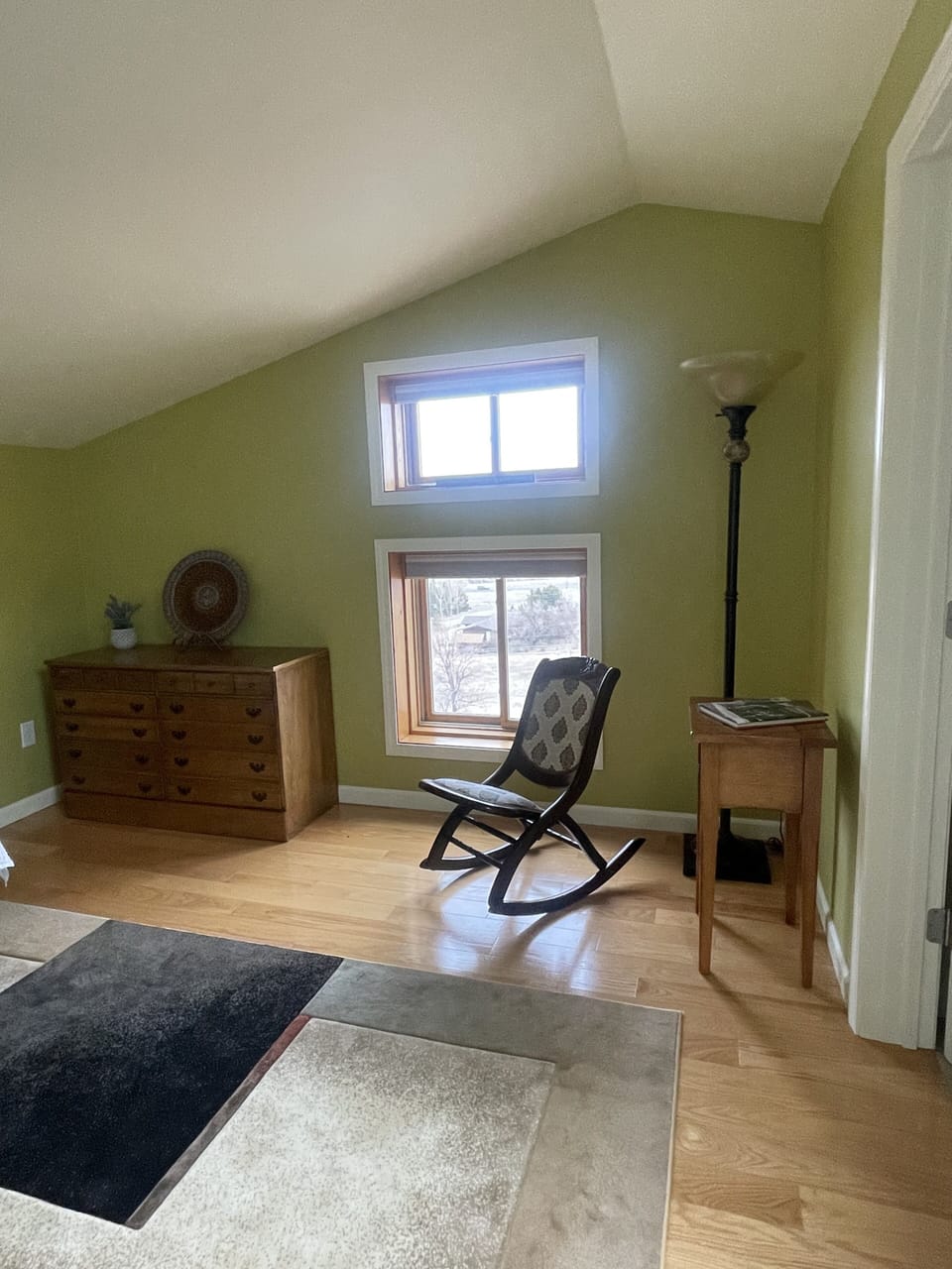 Reading area with black out curtains in window