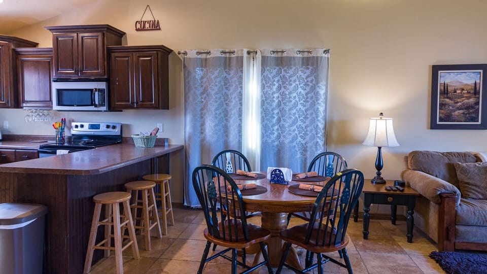 Dining Area Seating For 4 Along With 3 Kitchen Bar Stools