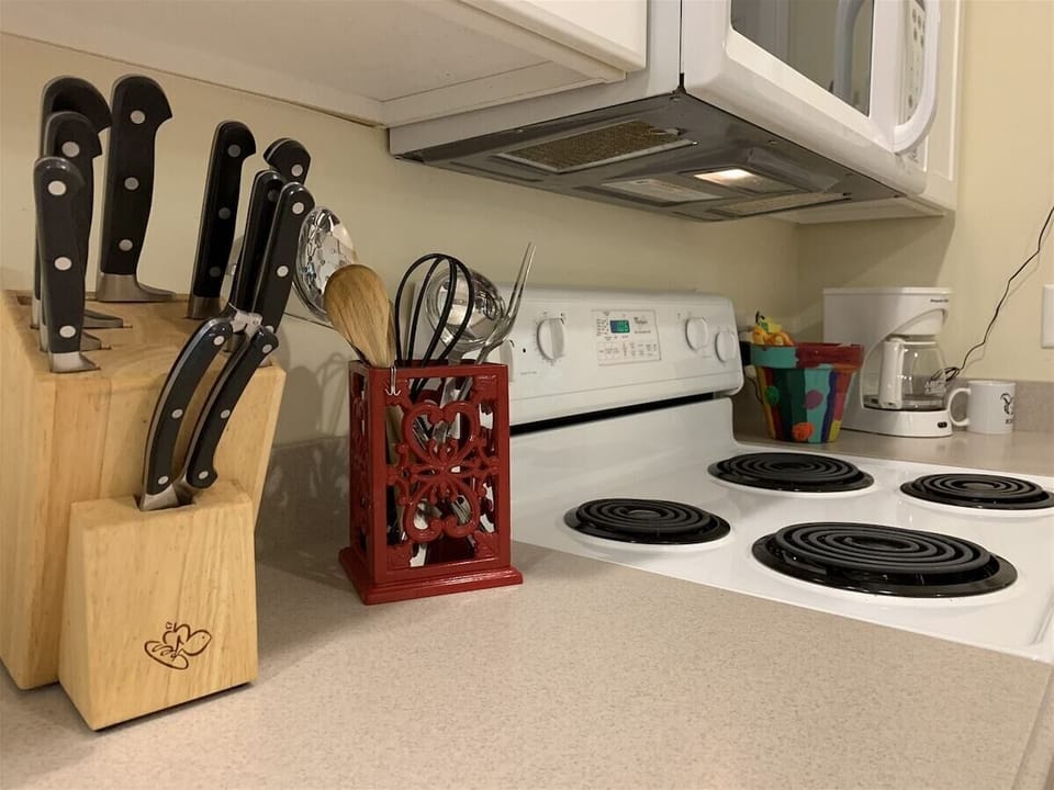 clean, well stocked kitchen
