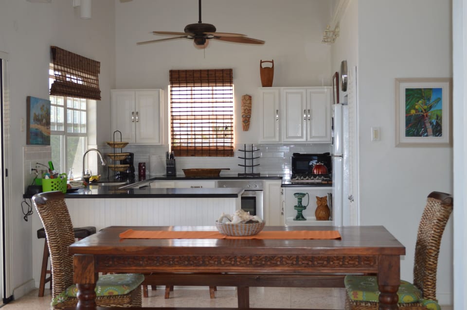 View of the kitchen from inside dining area