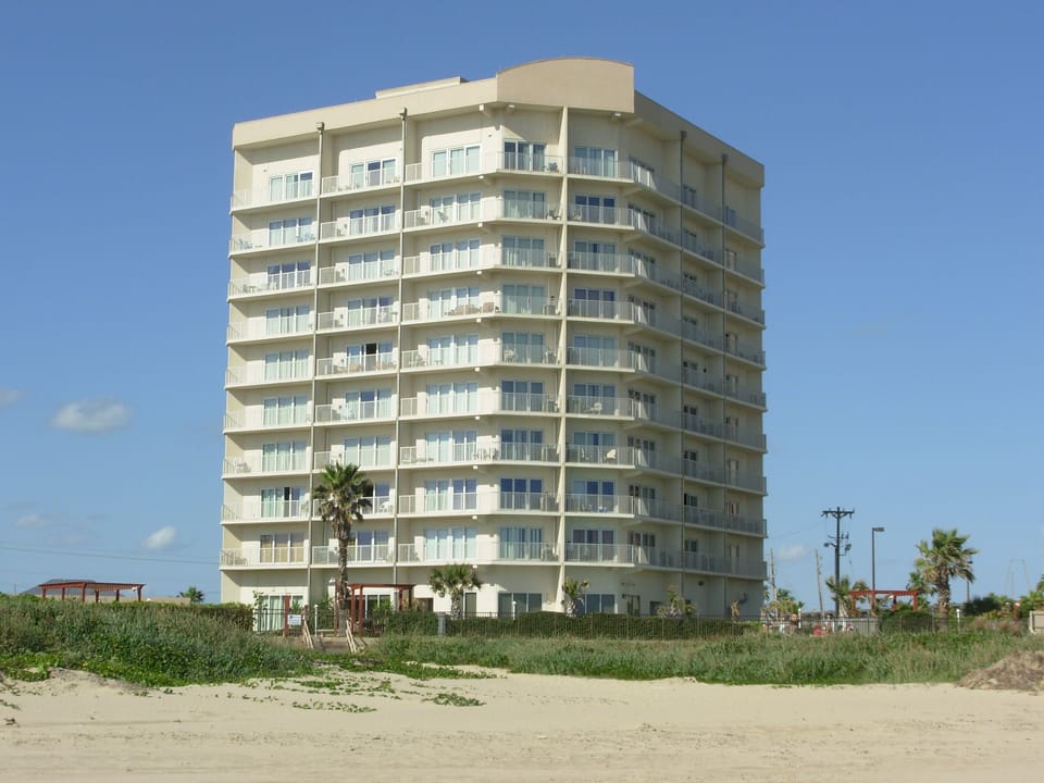 Aquarius as seen from the beach - we're the 3rd floor, far left unit