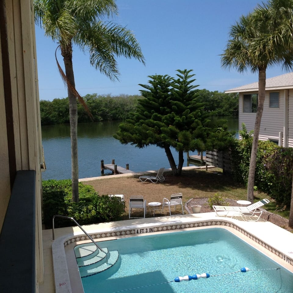 Pool with Lagoon view and Gulf behind it.