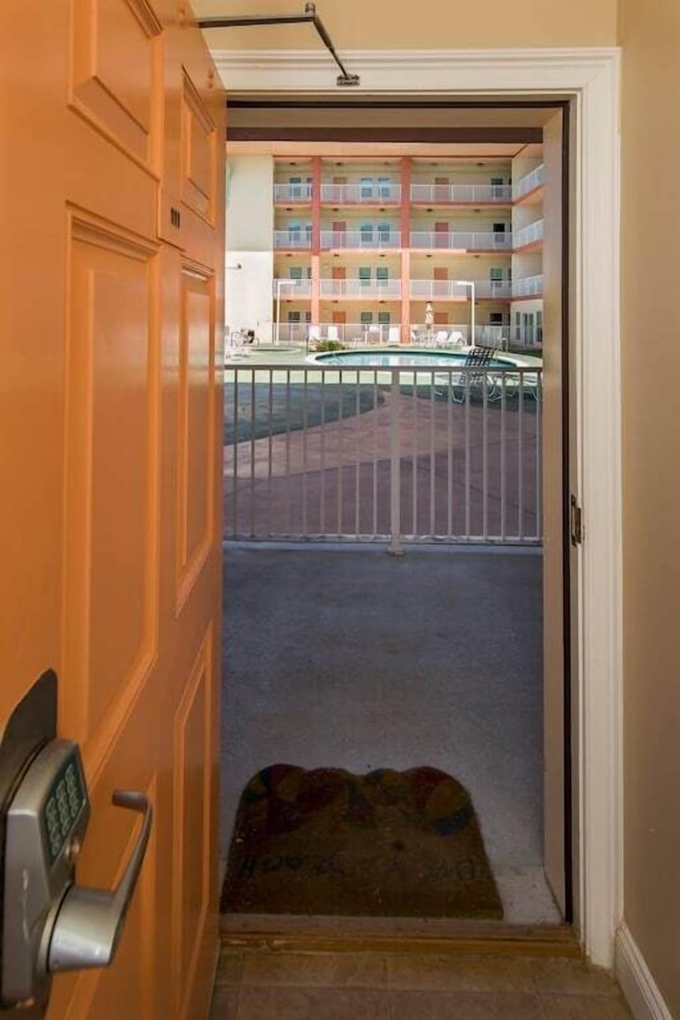 Yup, that's the pool deck right outside. 