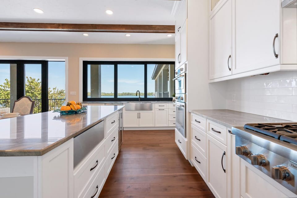 Gourmet kitchen with warming drawer and party fridge.