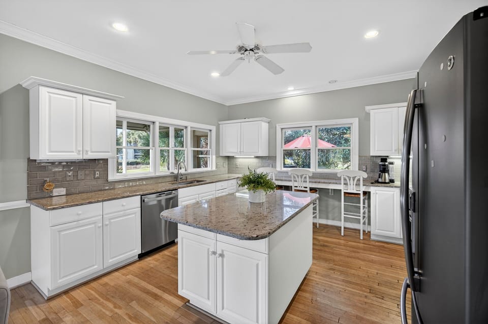 Updated kitchen with large island