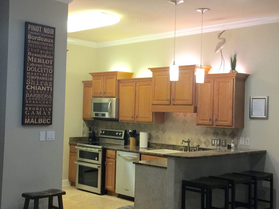 Kitchen with double oven.
