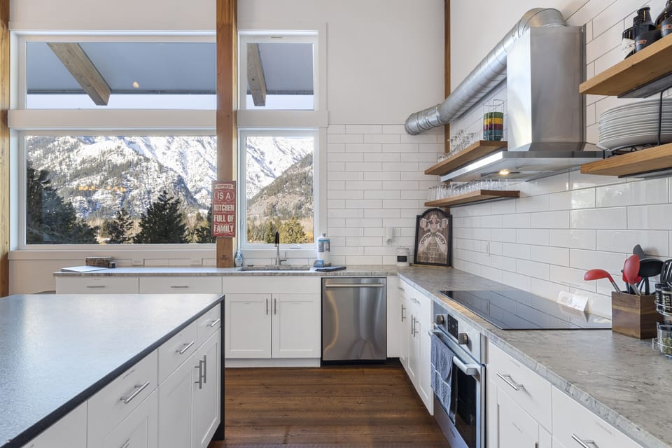 Stocked kitchen.