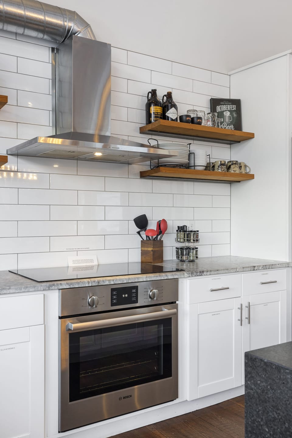Fully stocked kitchen.