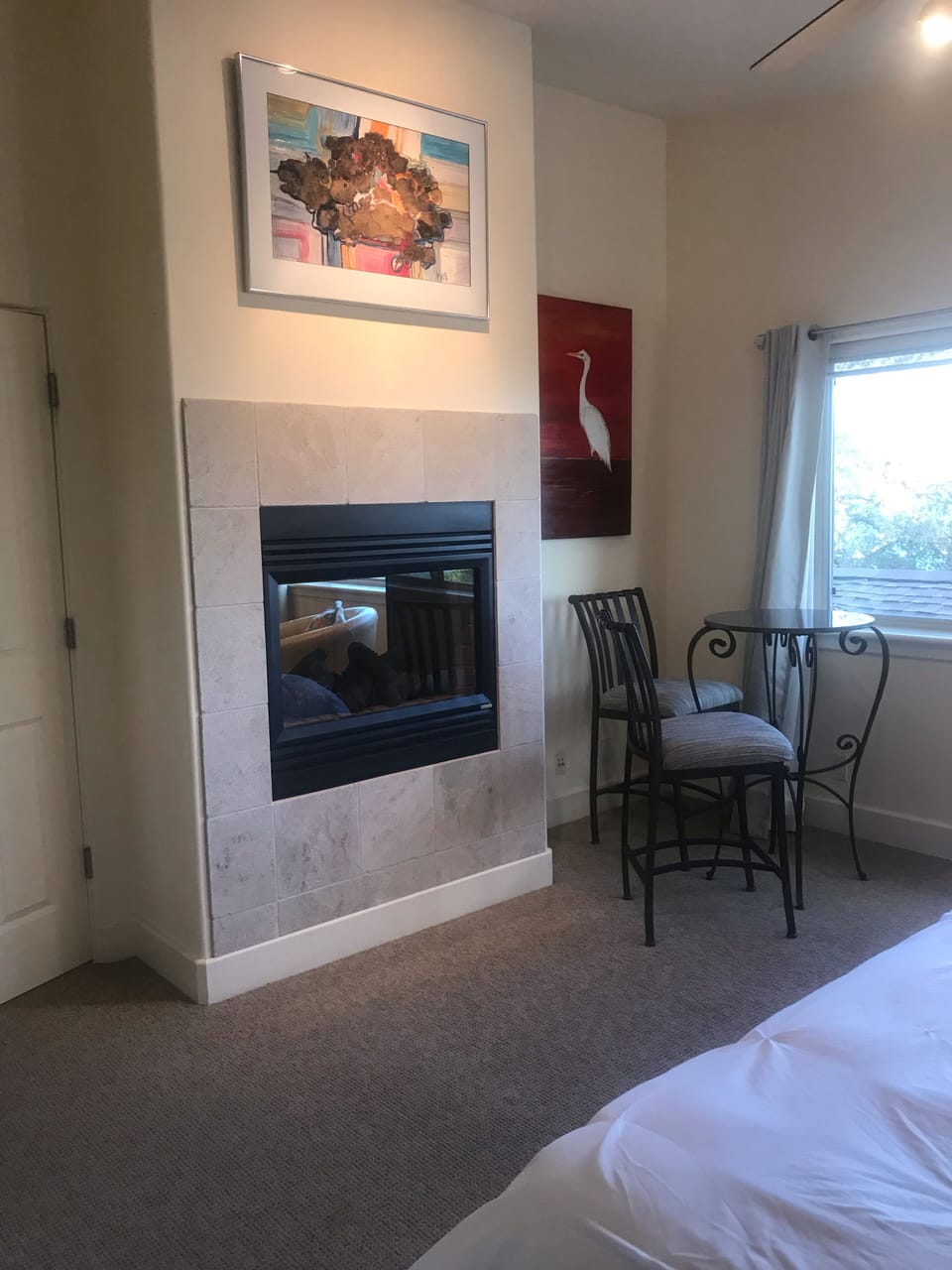 Master bedroom fireplace. Dual sided into living room 