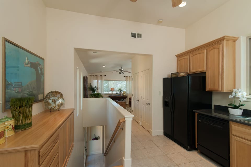View from kitchen to living room. Access casita from stairs 