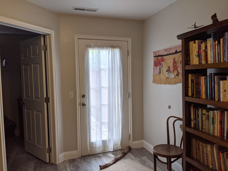 downstairs
