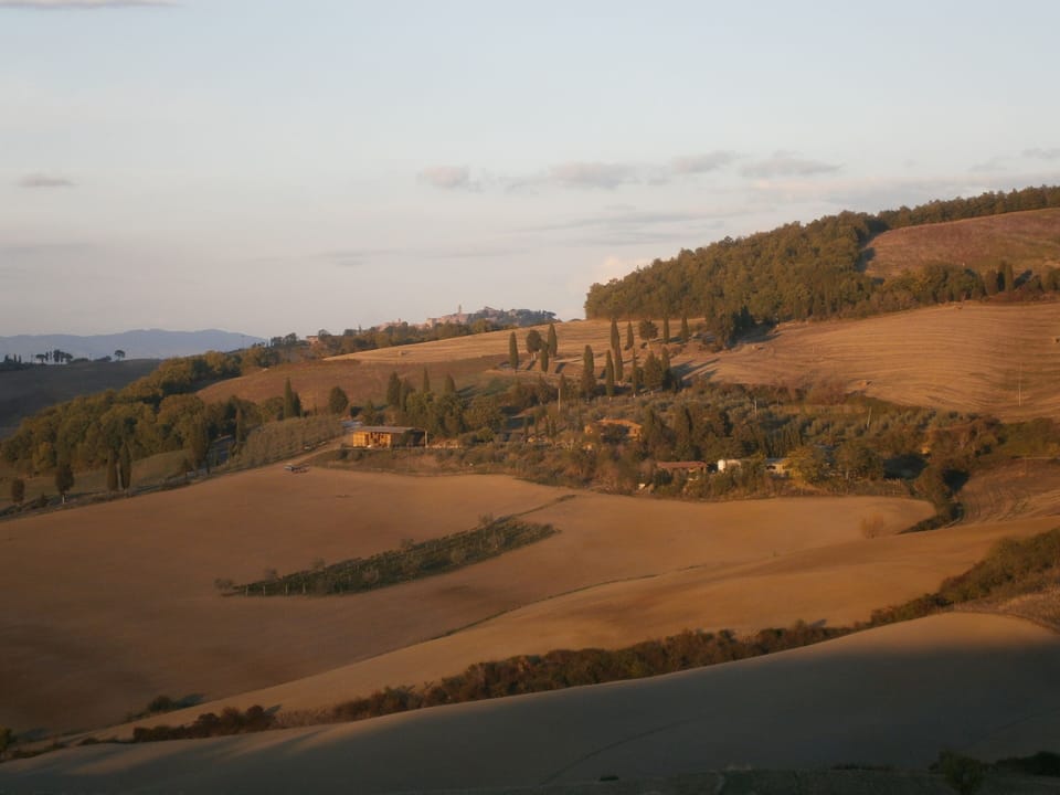 view from the garden on the village of Montepulciano