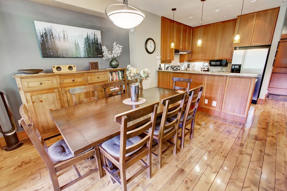 Good flow from kitchen to dining.  Open concept layout next to sitting room