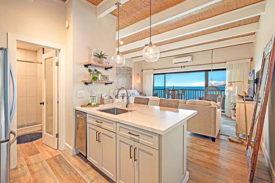 Kichen with ocean views - If you have to do dishes, this is the way to do them with an ocean view and dishwasher in your full kitchen.