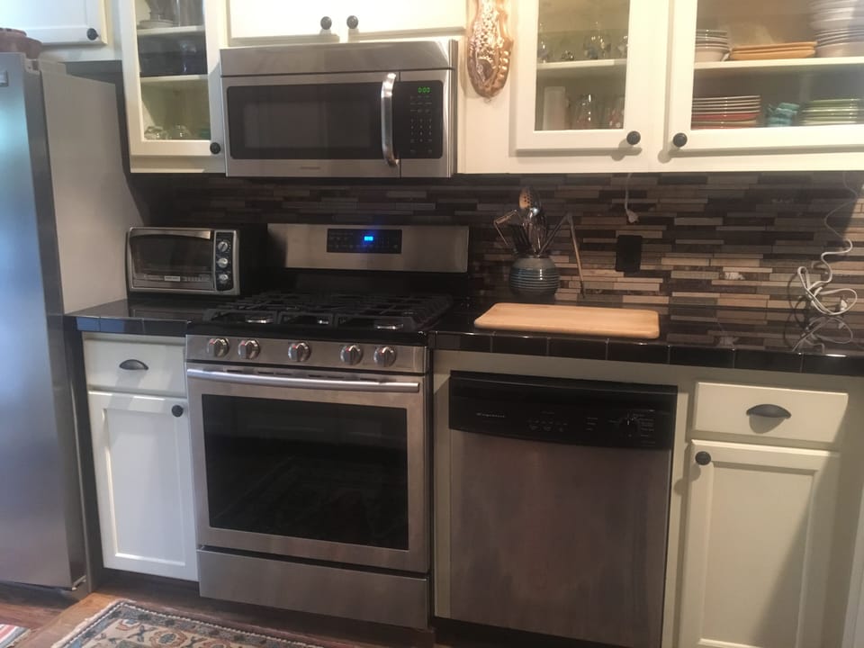 Kitchen has Everything you will need for a short or long term stay