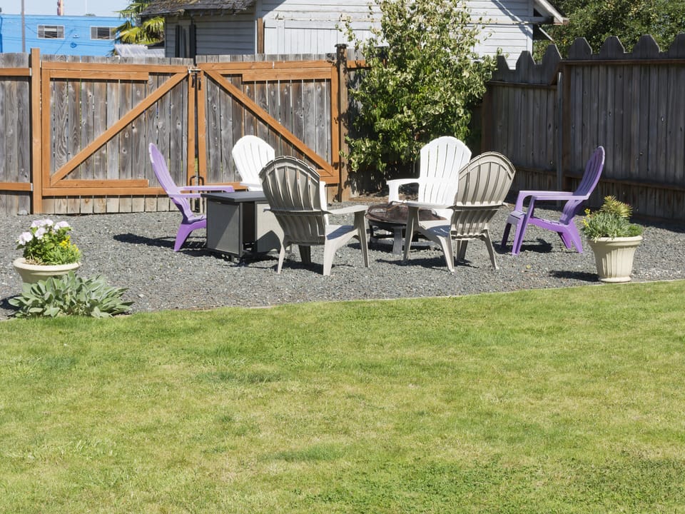 Additional view of fire pit area in backyard.  Wood provided in most cases