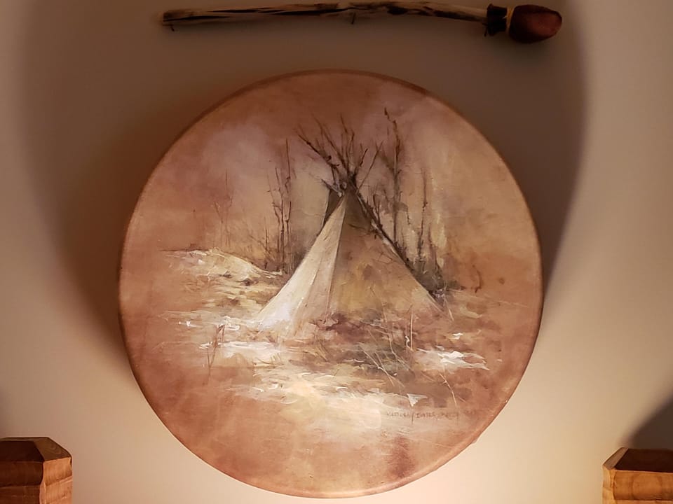 Native American sheep skin drum. Original