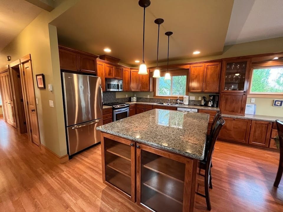 modern kitchen with large island for prep and conversation.