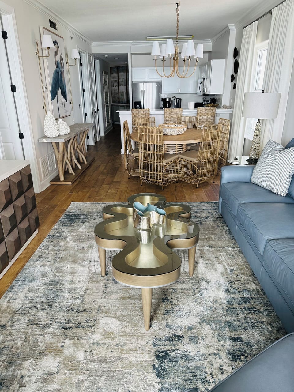 Living room to back of condo