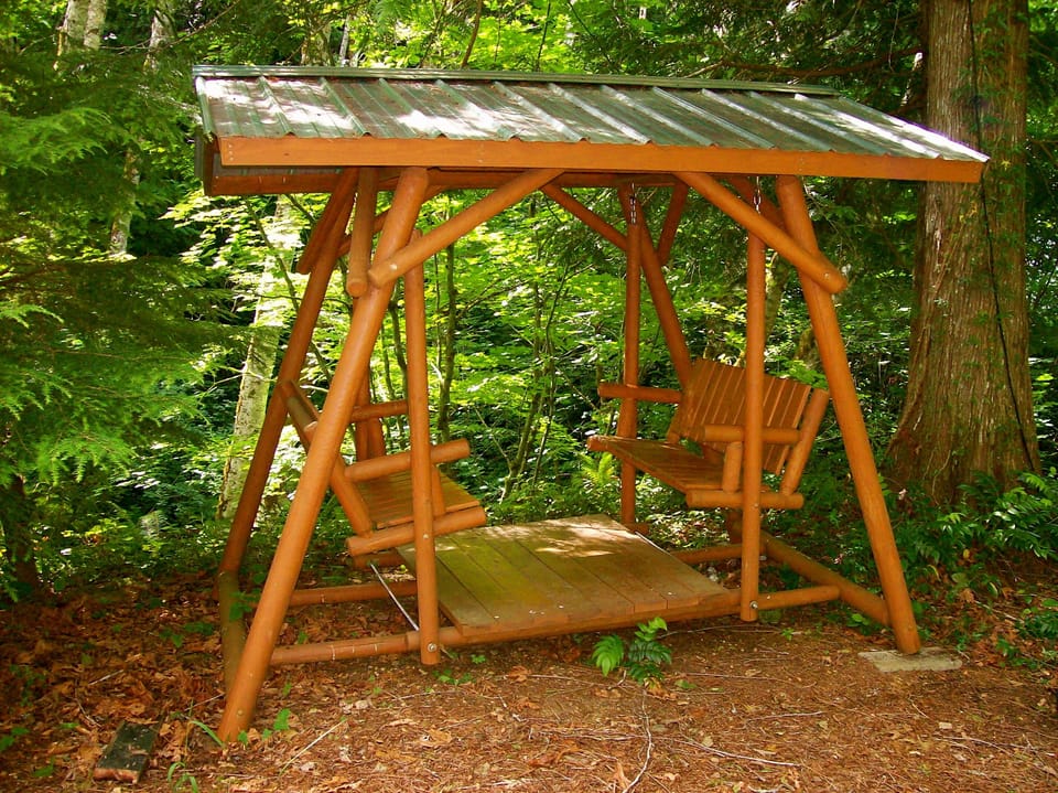 Lawn Swing with view of the creek in the ravine