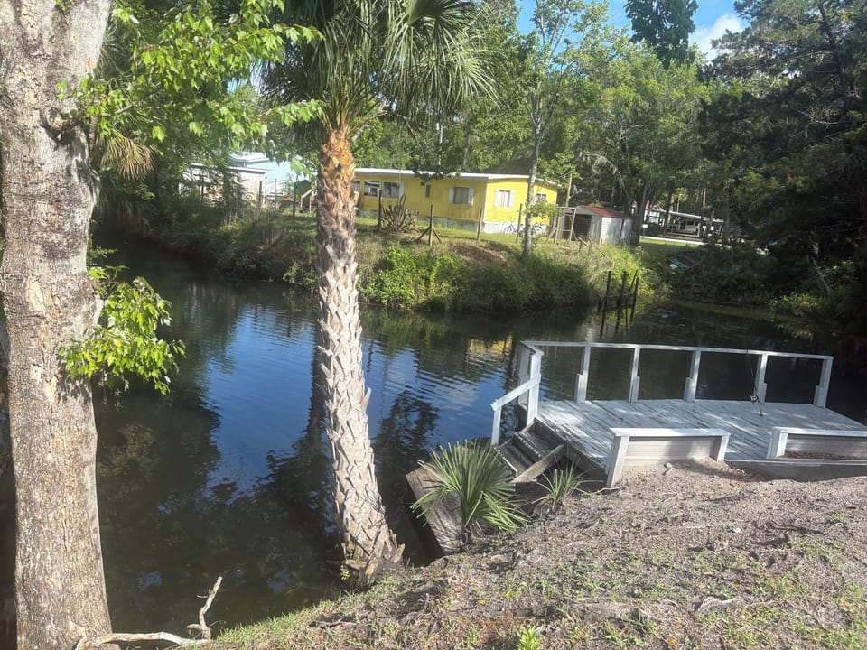 Corner dock, water on both sides perfect for fishing, otter/manatees swim by. 