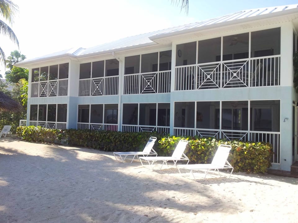 Our ground floor unit, bottom right with direct access to the beach!