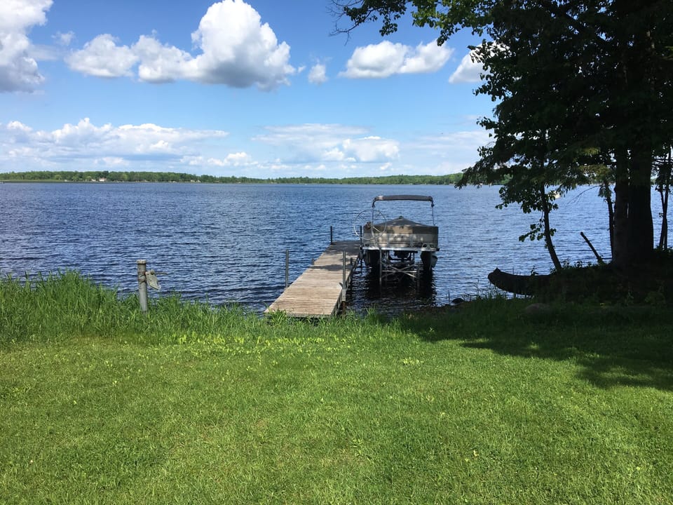 20 foot pontoon with lift and dock