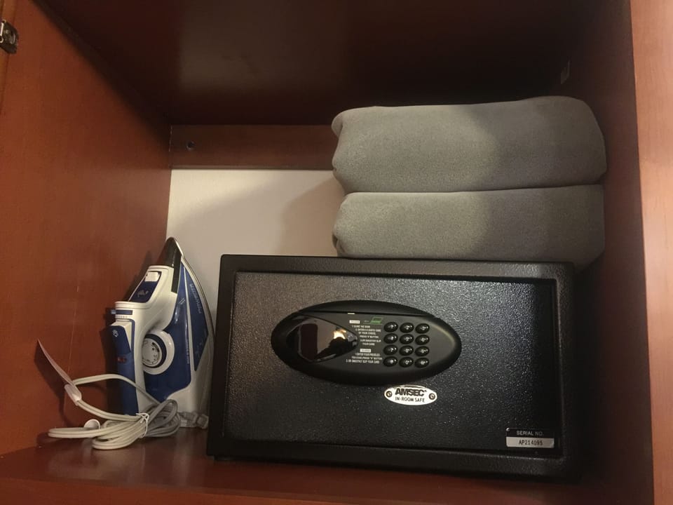 Hotel grade safe - safely anchored for your valuables, extra blankets, ironing 