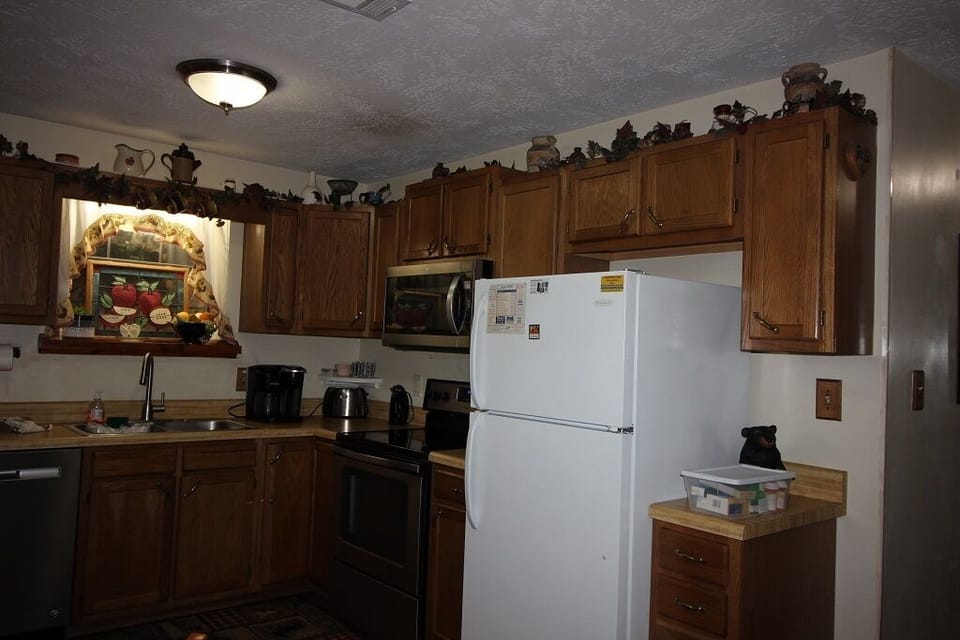 Kitchen viewed from living room.