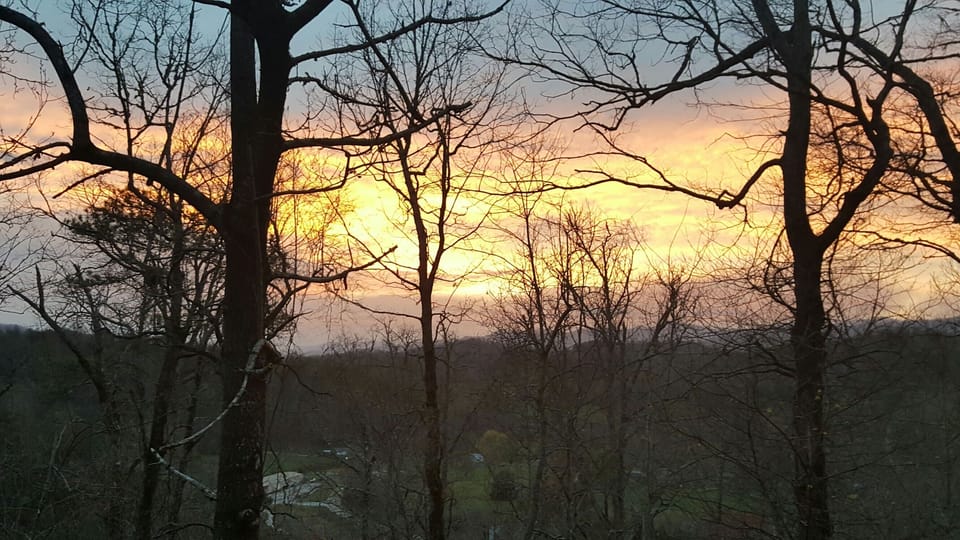 Sunset view at the cabin in April.