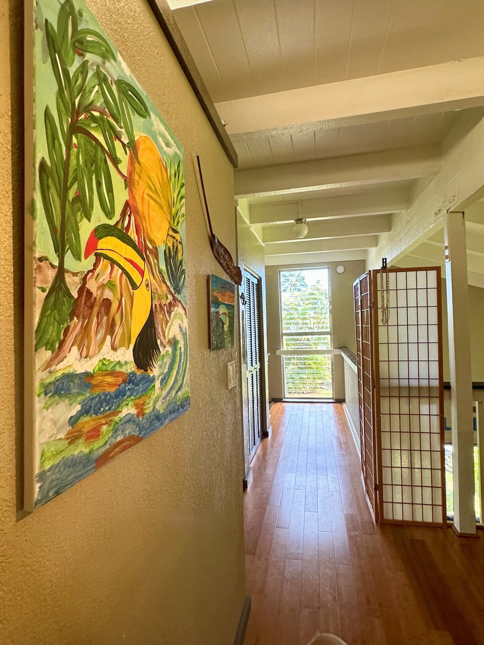 Upstairs shows all the bright spaces and open feel