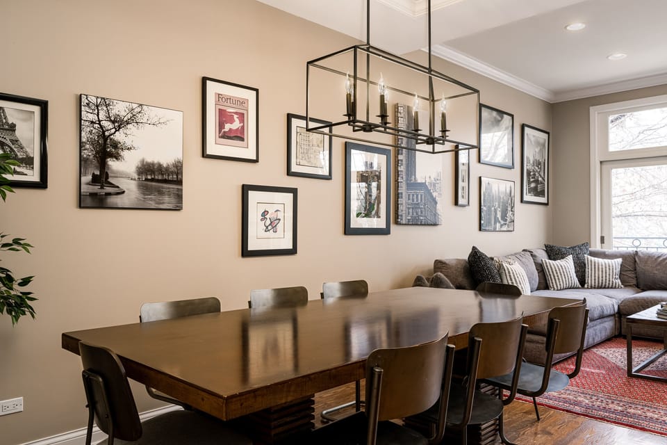 Dining Room with Table Seating for 8, Additional Seating for 4 more in Kitchen