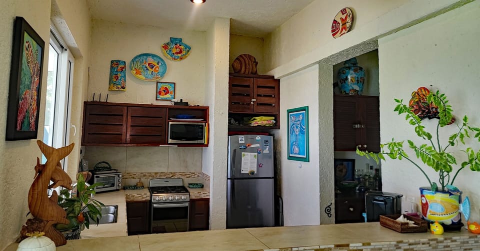 A cooks' kitchen with plenty of countertop & entertaining space