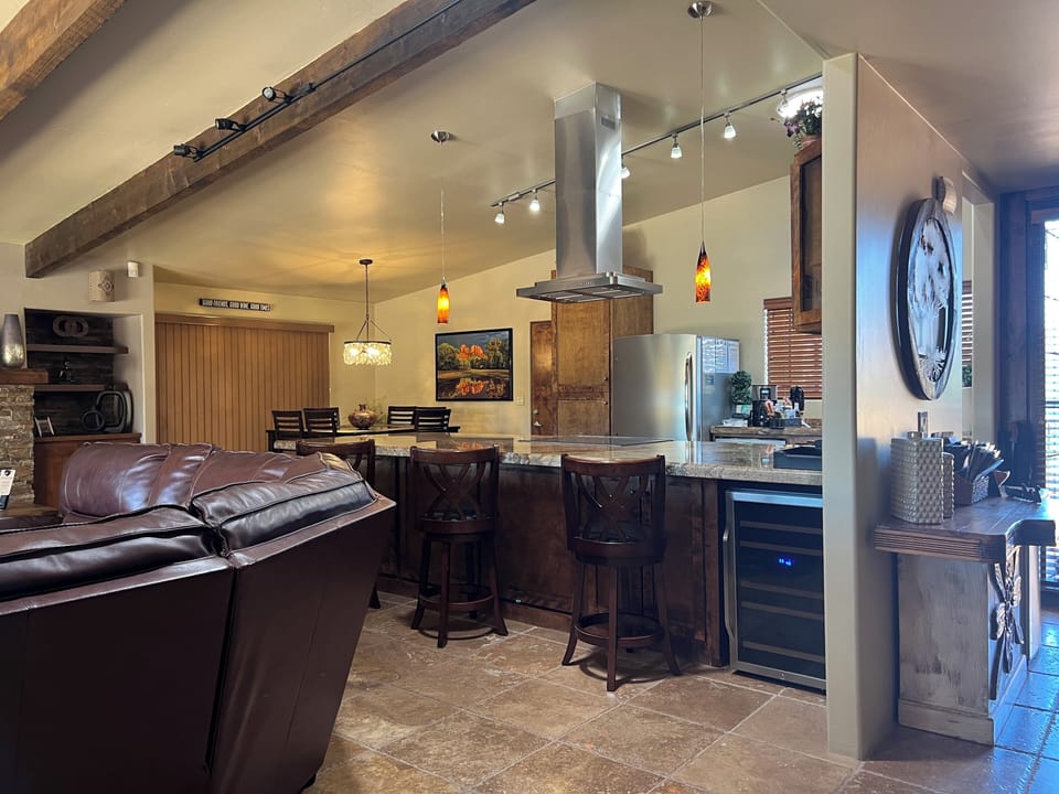 Looking into the Kitchen with a Wine Cooler