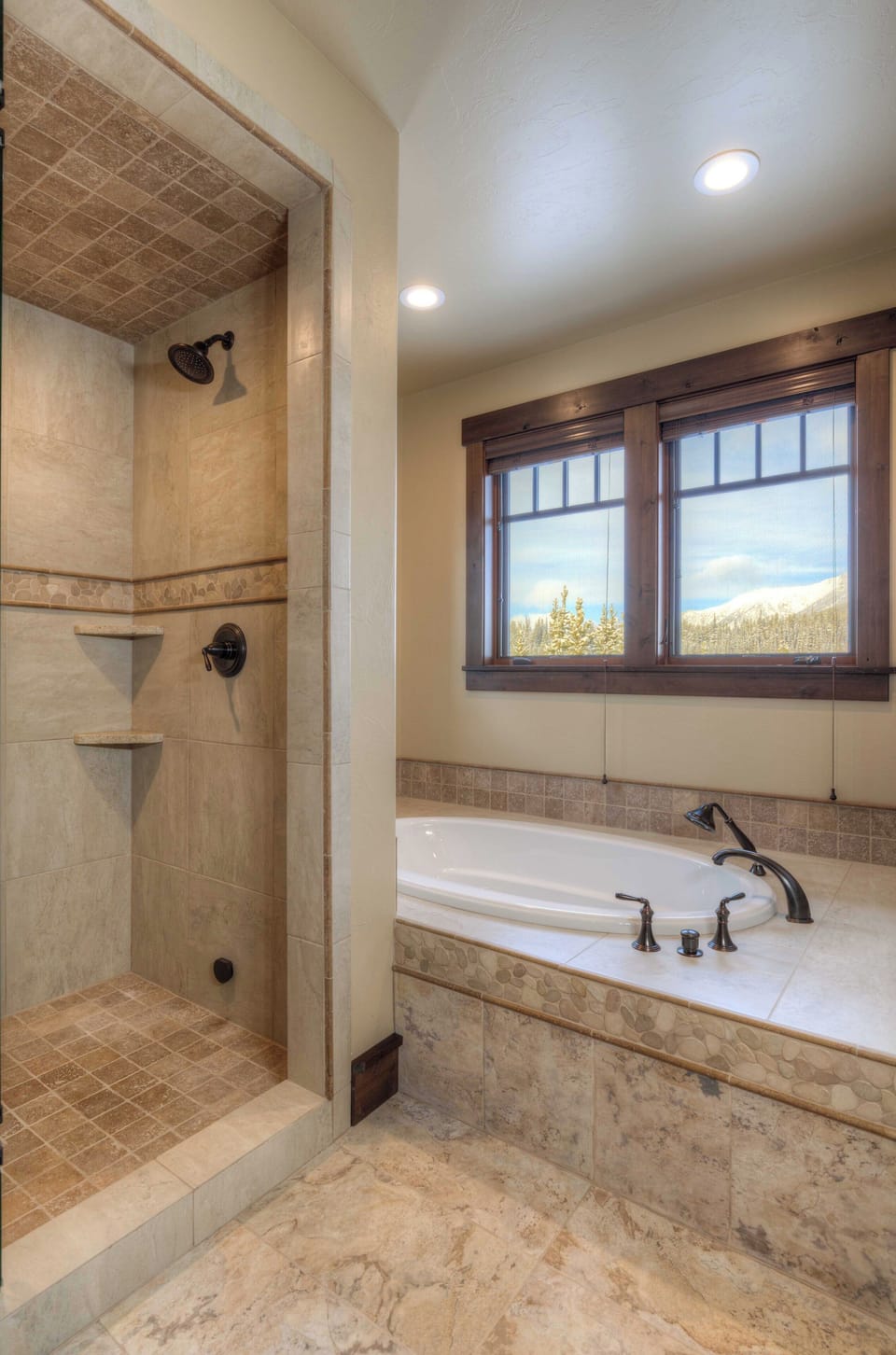 Relax in the jet tub or warm up in the steam shower