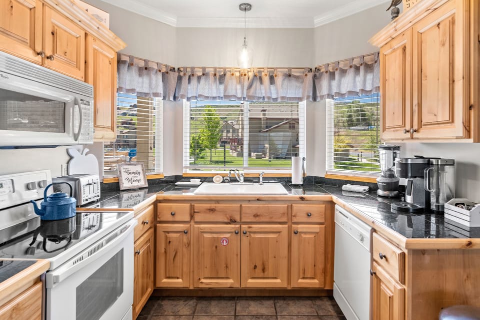 Lots of counter space in the large kitchen. Stocked with everything you need. 