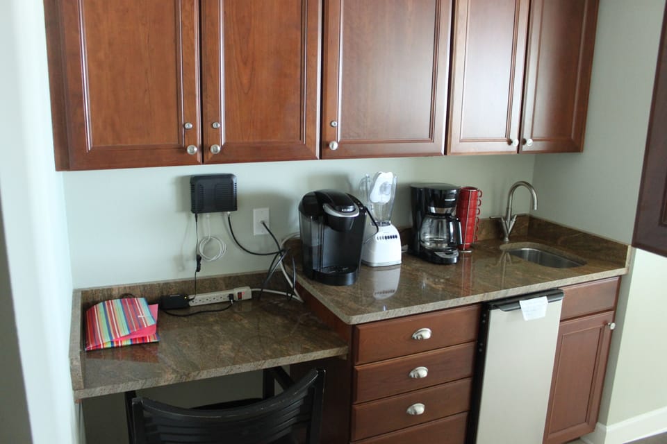 Computer desk with drink area