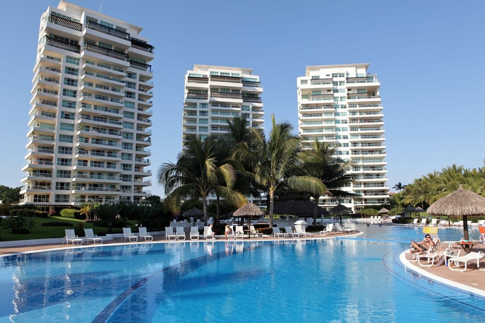 Poolside looking back at the buildings