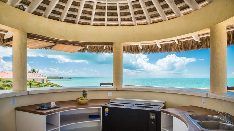Tiki cabana with built in beer cooler 