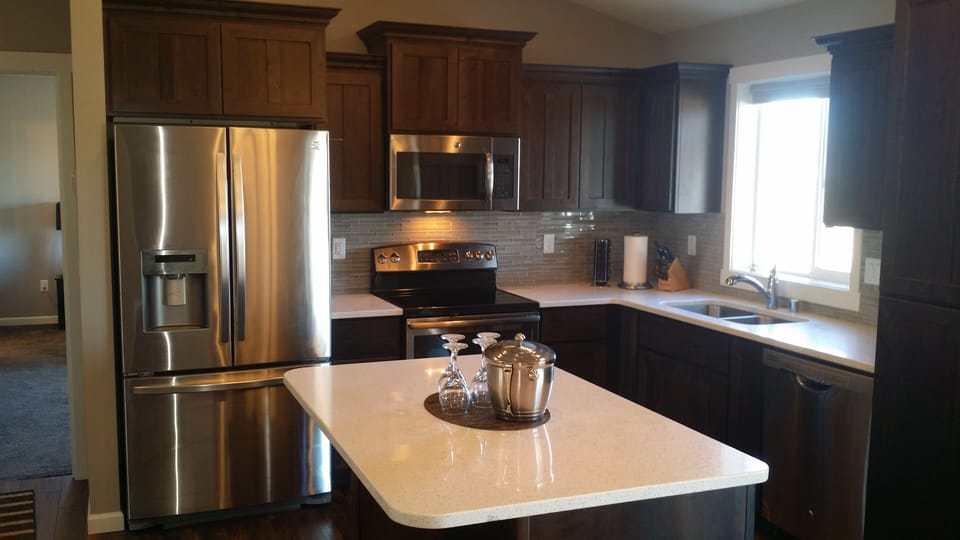 Kitchen with new appliances.