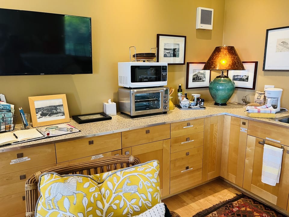 Kitchen area with microwave & toaster oven