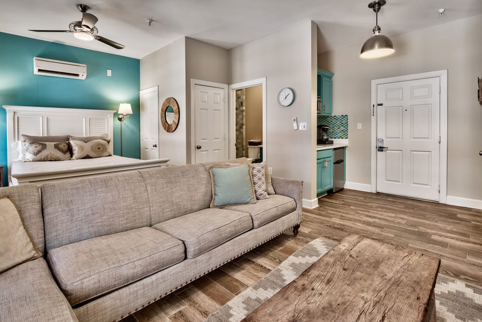 Large comfy sectional folds out to a queen bed