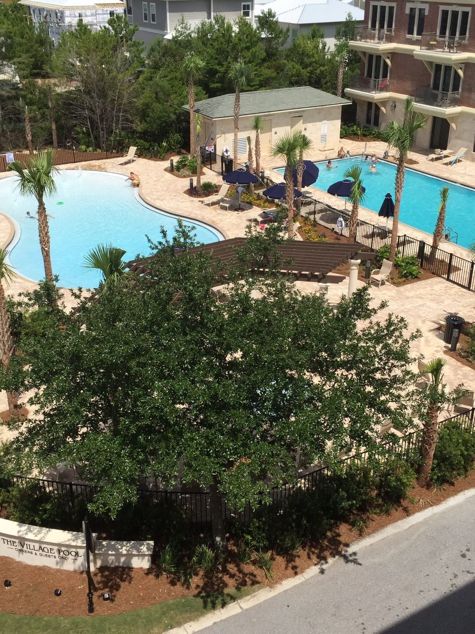 Aerial view of pool area